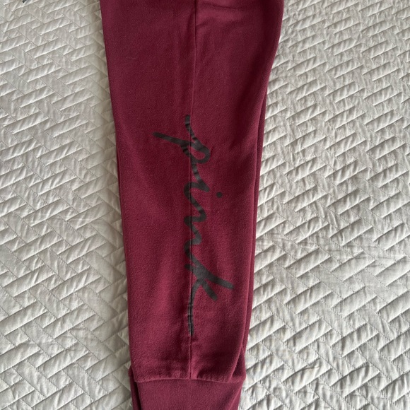 PINK Victoria's Secret Maroon Zip Hoodie & Joggers Set - Picture 3 of 5